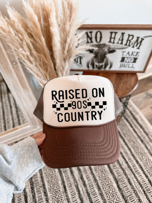 90s Country DTF Printed Brown & Tan Trucker Hat