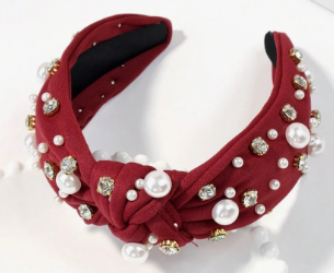 Maroon Bling Pearl Headband