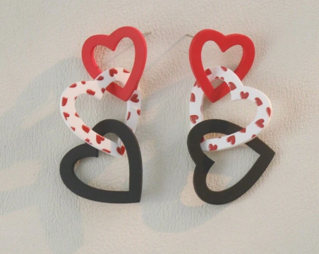 Triple Heart Red Black